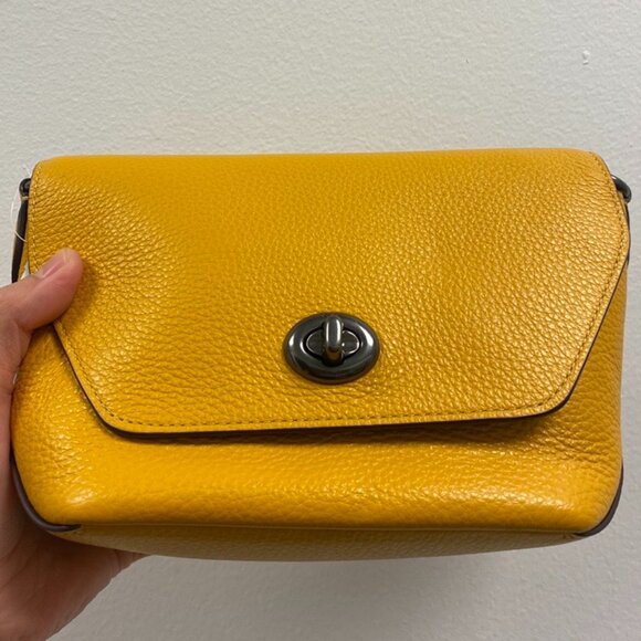 Coach C2815 Karlee Crossbody Bag Refined Pebble Leather, Ochre Yellow - Picture 2 of 6